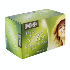 Чай смесь белый, зеленый, красный листовой в пакетиках (20шт) Асендадо