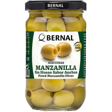Оливки манзания Bernal Manzanilla без косточки со вкусом анчоуса, 300 г (сухой вес 150 г)