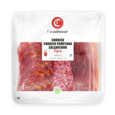 Тапас из хамона Серрано, колбасы Чоризо и Сальчичон (Casademont) 125г